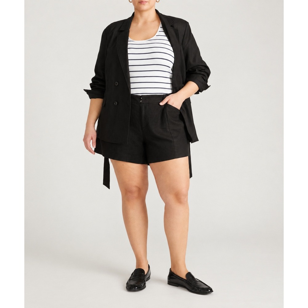 Abercrombie & Fitch Sloane Tailored Pleated Trouser Shorts Black 16 Quiet Luxury